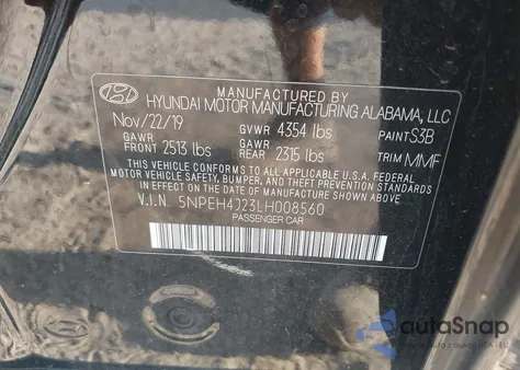 2020 Hyundai Sonata Limited from USA, damaged, VIN 5NPEH4J23LH008560